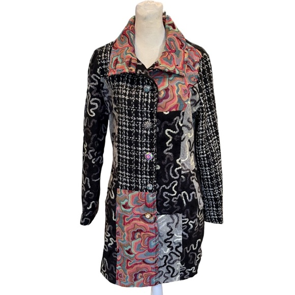Adore Jackets & Blazers - Adore Sz S coat. Multimedia patchwork artsy quirky art to wear Phoebe Buffet